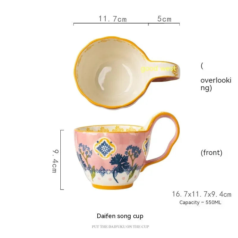 Handmade Large Capacity Painted Irregular Cups - Bellarte Enchanté Handmade Large Capacity Painted Irregular Cups
